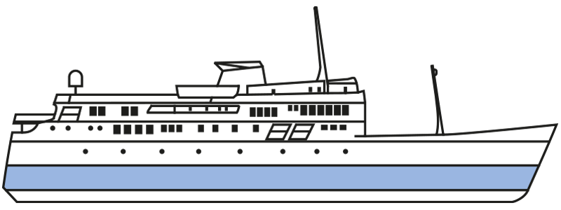 The side elevation of the Hebridean Princess showing where the Hebridean Deck is
