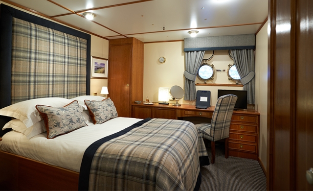 The Lews Castle cabin on the Hebridean Princess cruise ship of Hebridean Island Cruises