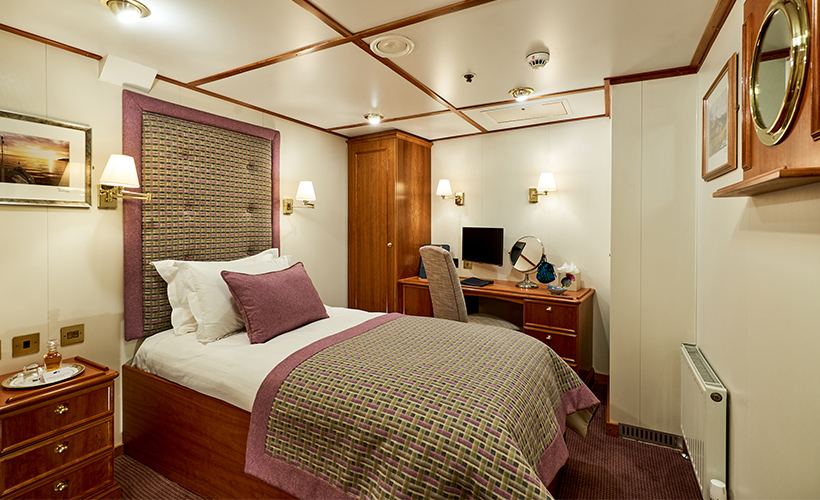 The Loch Scavaig cabin on the Hebridean Princess cruise ship of Hebridean Island Cruises