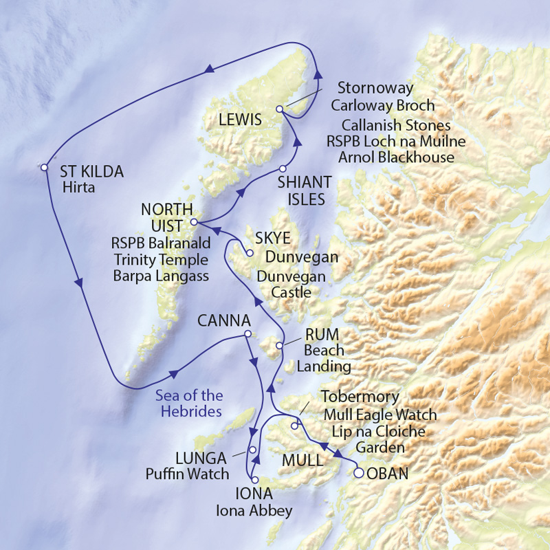 Natural World of the Hebrides and St Kilda route map