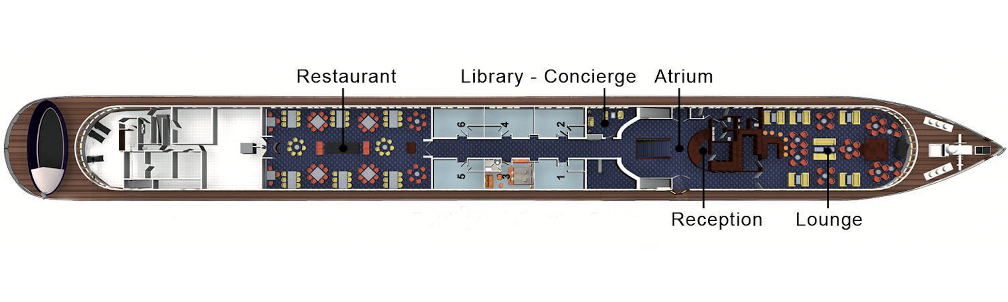 A plan elevation of the Panorama Deck on the Royal Crown