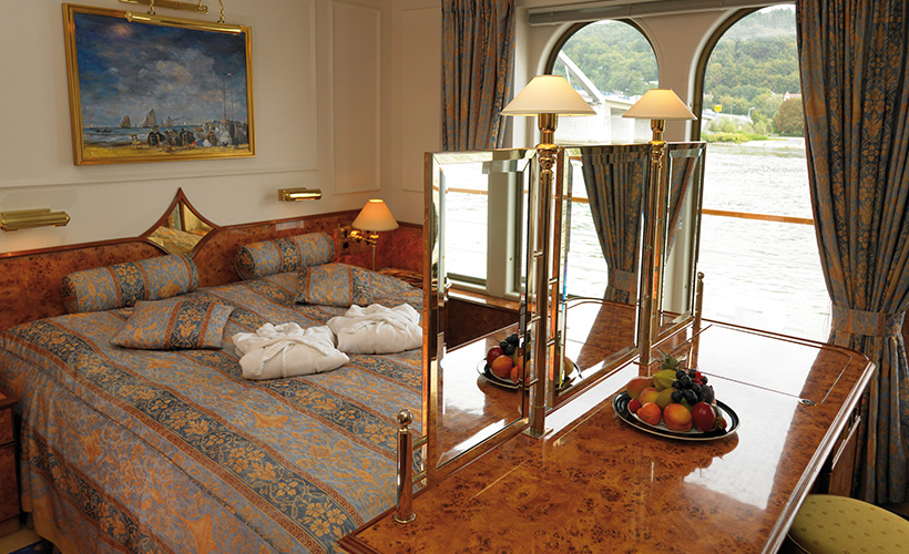 The Royal Suite cabin on the Royal Crown cruise ship of Hebridean Island Cruises