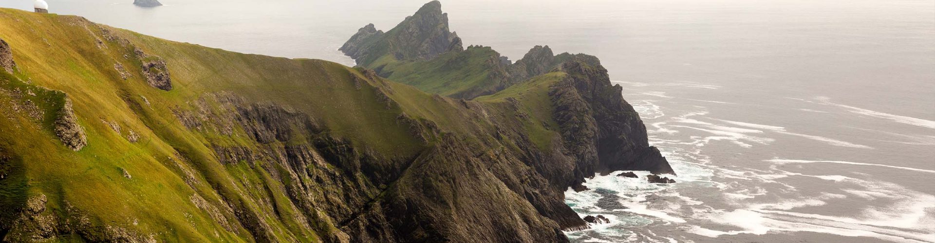 Steep cliffs on St Kilda that contain the largest colony of Gannets