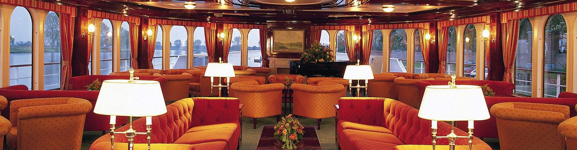 Cruise ship lounge with comfortable sofas