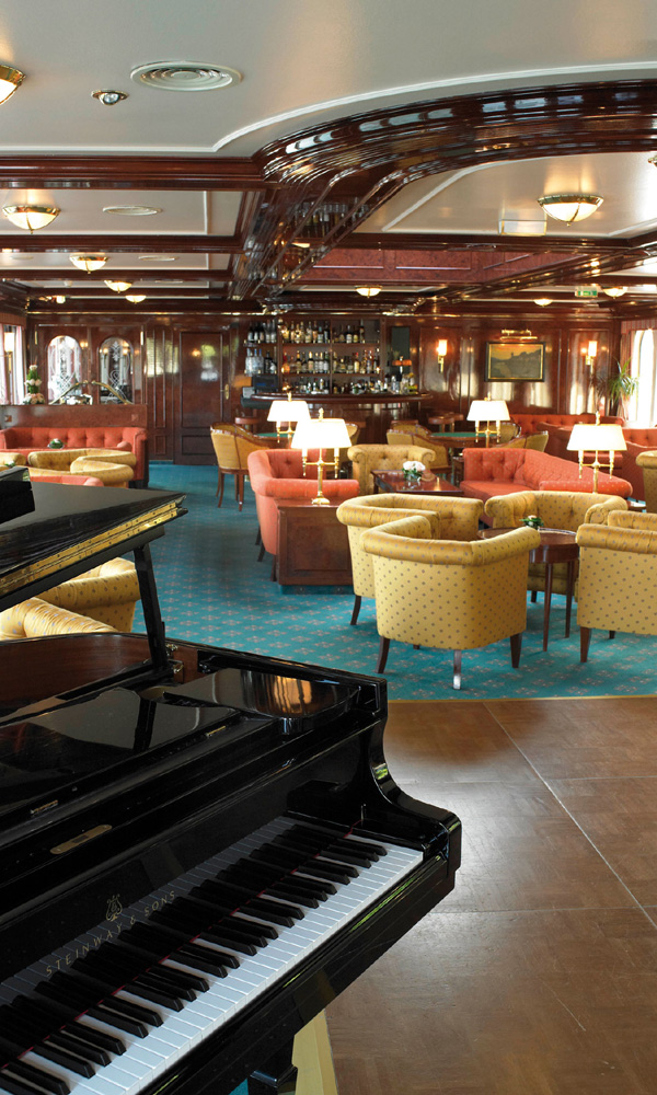 Cruise ship lounge with piano