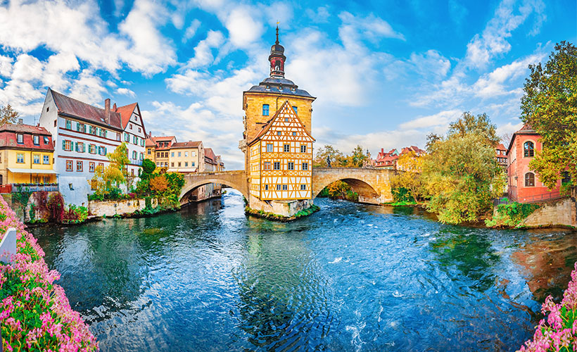 The stunning old buildings in the old town of Bamberg by the River Main