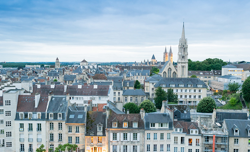 A view of the city f Caen in Normandy in France