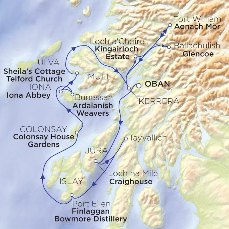 Footloose through the Lochs and Iles map