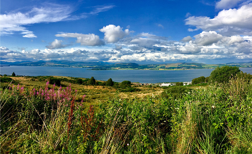 A view of The Clyde from the hills behind Greenock in Scotland