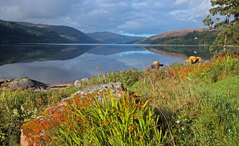 Loch Sunart in Scotland on a calm and sunny day
