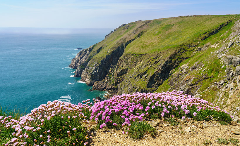 The coastline of the island of Lundy in the British Channel