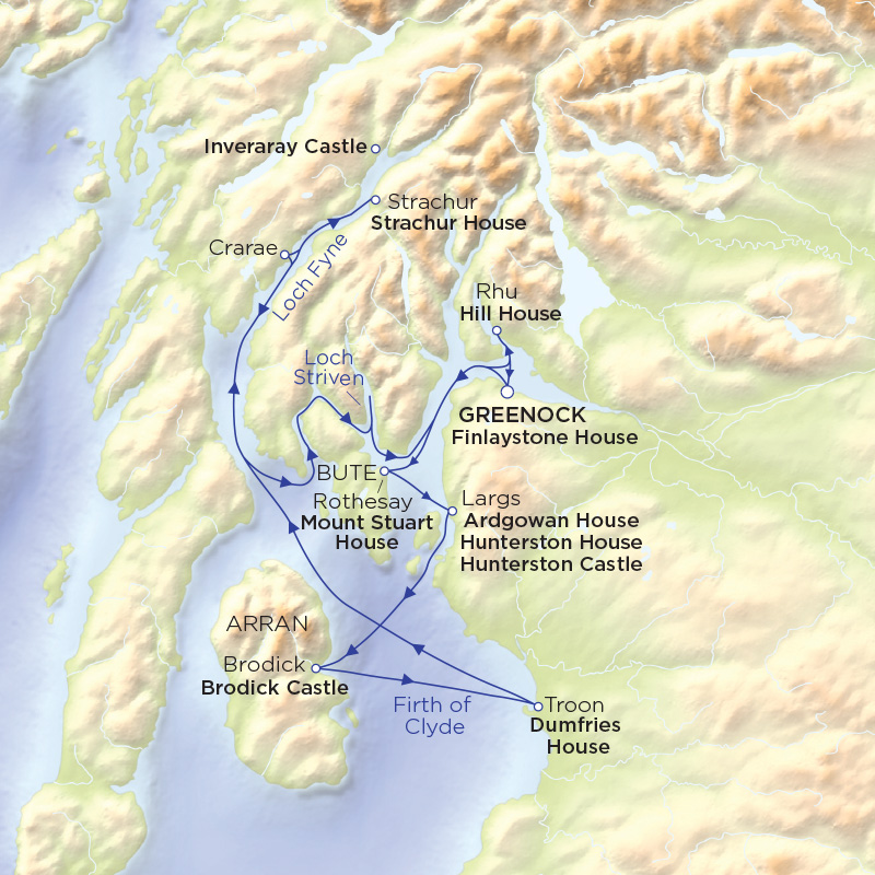 Mansions and Castles of the Clyde route map
