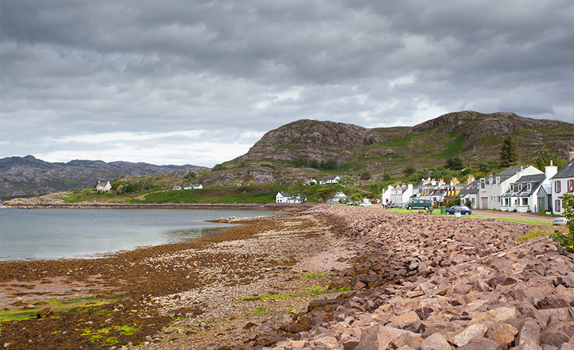 The fishing village of Shieldaig in the Western Highlands of Scotland