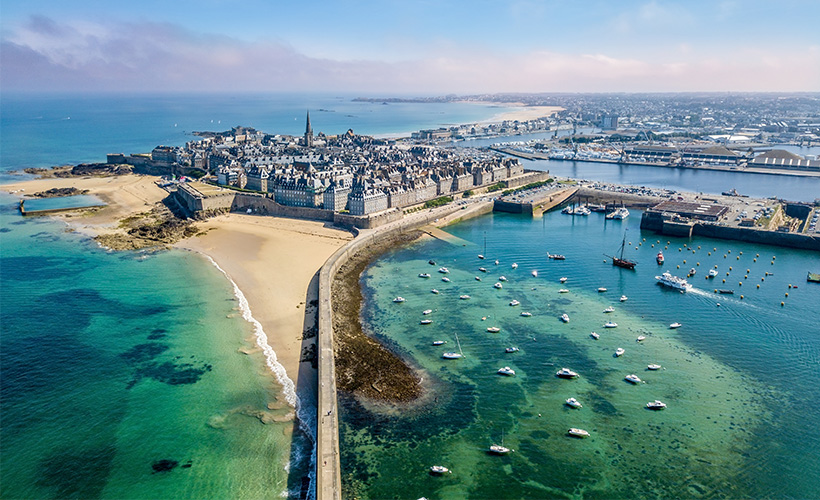 An aerial view of St Malo in Brittany, France