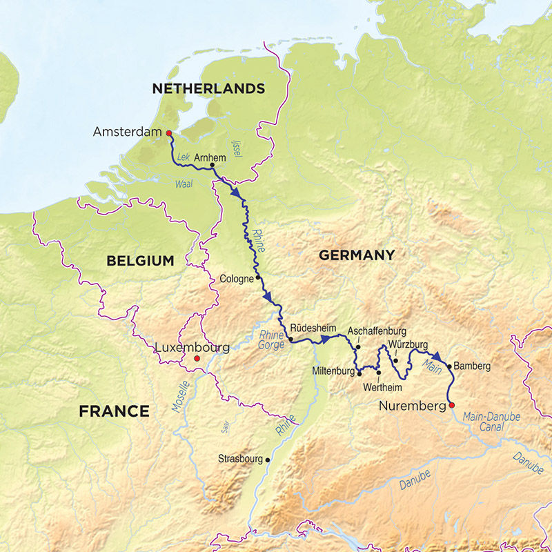 Treasures of the Main and Rhine route map