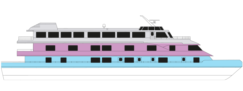 A graphic of the side elevation of the Lord fo the Highlands cruise ship